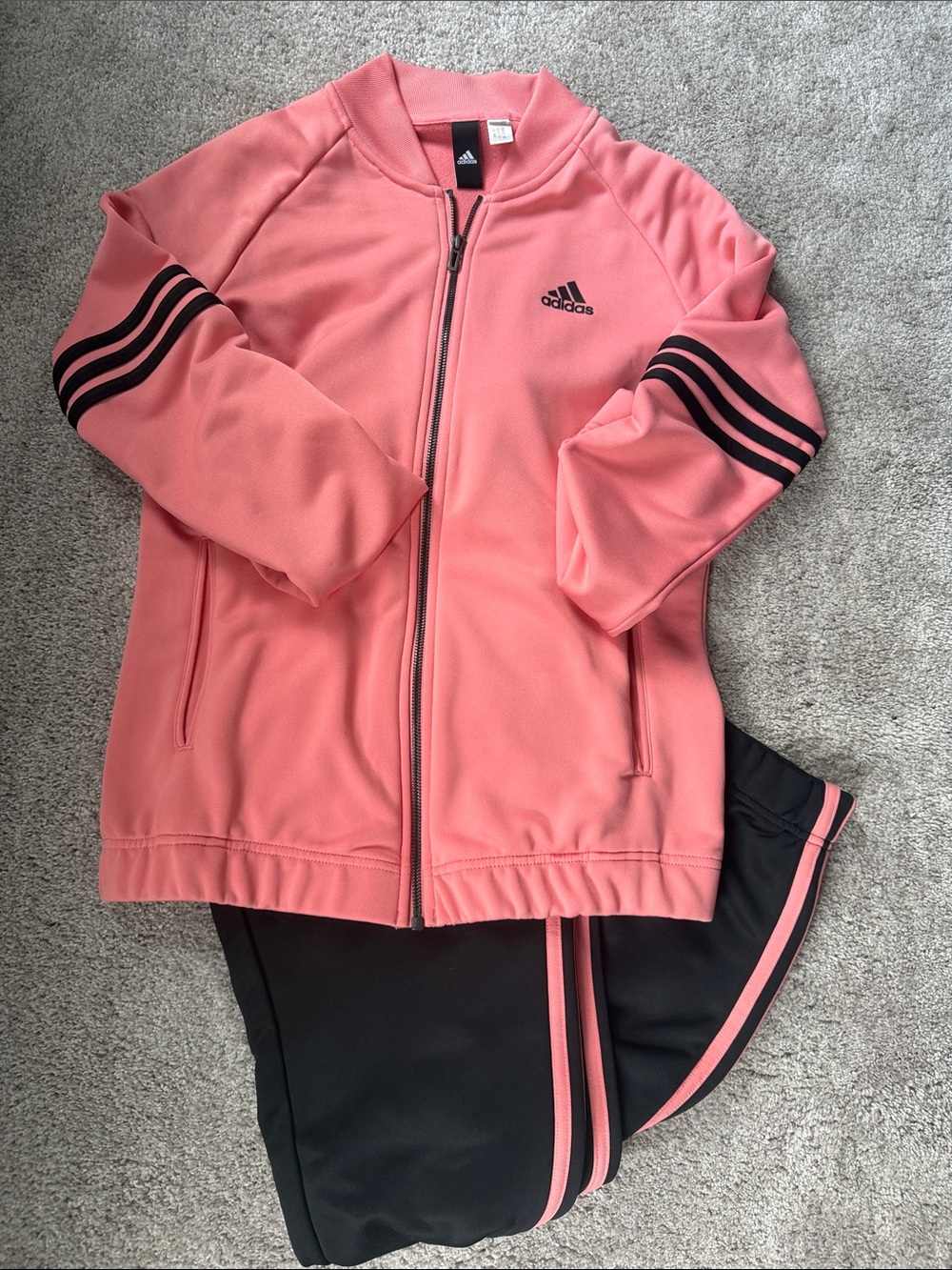 adidas Coral Pink and Black Track Jacket & Pants Set